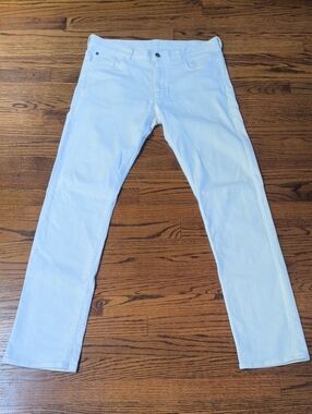 Canali White Slim Straight Jeans for Men